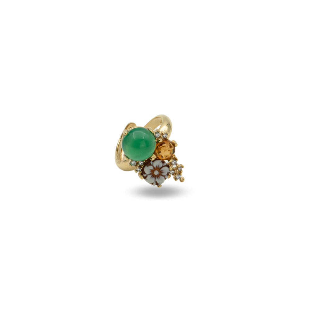 ANELLO VANITY AGATA VERDE, CITRINO E CAMMEO